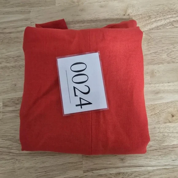 Emerson Fry Dress Womens Medium Red Linen Shift Short Sleeve Keyhole Made in USA